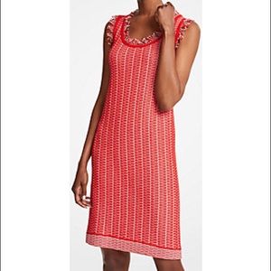 Ann Taylor Red Fringe Sweater Shift Dress